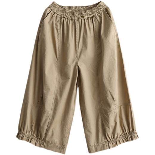 雀说文艺复古纯棉七分休闲裤女士夏季新款大码百搭减龄阔腿裤AL8298 商品图4