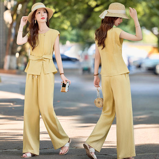 气质通勤无袖背心上衣，阔腿裤两件套HR-MEIQIN5633 商品图2
