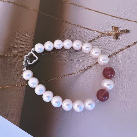 【甄珠贝】ji光淡水珍珠8-9mm水晶手串 商品图6