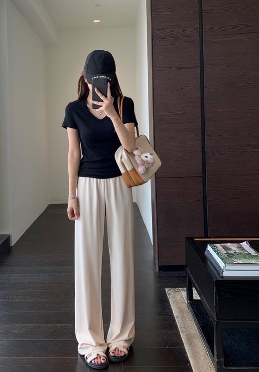 含真丝铜氨丝莫代尔酷夏解暑高腰垂顺一片式流畅显瘦直流裤 商品图1