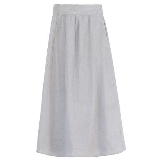 牧衣游原创 机绣亚麻半身裙轻薄舒适质朴百搭宽松休闲半裙 溪然 商品图4