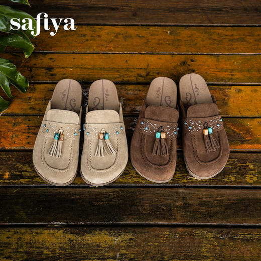 预售|Safiya/索菲娅2025民族风串珠流苏百搭复古懒人外穿休闲勃肯鞋SFD3110152 商品图3