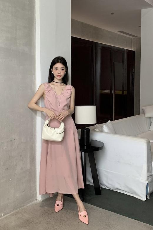 SUMMER & SAGE 法式V领收腰连衣裙 20632 商品图0