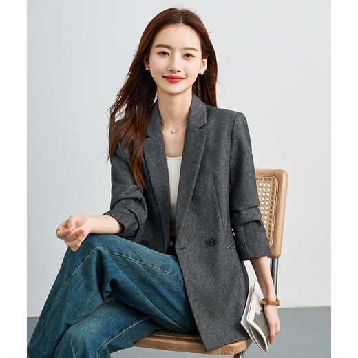 【易打理】罗蒙气质时尚女士休闲西服宽松显瘦挺阔上衣高级感西装外套 商品图3