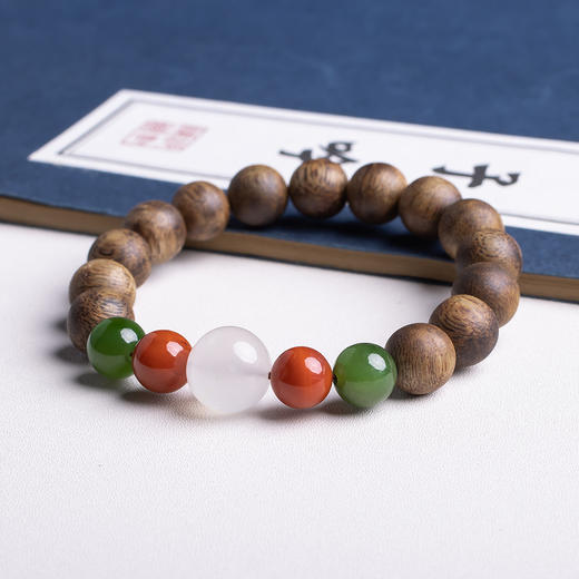 xy0383沉香+月光石碧玉南红手串 商品图5