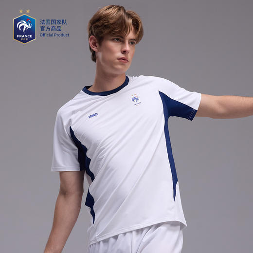 【官方正版】法国国家队丨白色速干T恤撞色拼接夏季时尚圆领深蓝小撞色 商品图2