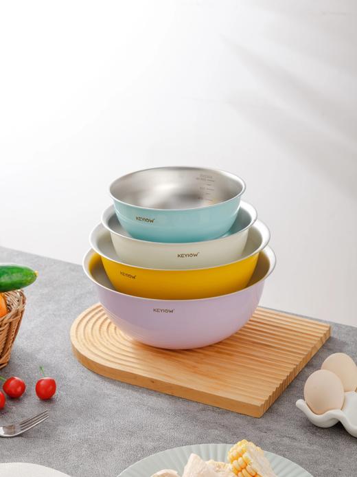 39.9抢亚马逊同款KEYIOW304不锈钢亮面沙拉盆刻度设计精准度量钢琴烤漆防刮防粘加高盆壁防飞溅基地直邮‬⁠​⁣​ 商品图5