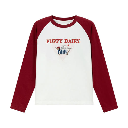 笛莎Deesha 童装女童T恤2025秋新款女童爱心字母小狗插肩袖T恤 商品图4