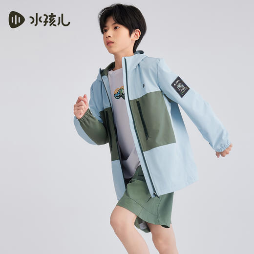 水孩儿童装儿童外套2025秋季新品防泼水风衣加绒透湿男女连帽上衣 商品图4