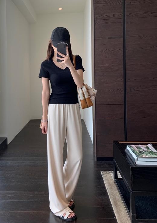 含真丝铜氨丝莫代尔酷夏解暑高腰垂顺一片式流畅显瘦直流裤 商品图0