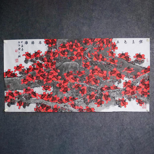 陈永锵《体直色正木棉雄》国画原作67CM*136CM 手绘纸本木棉花 商品图8