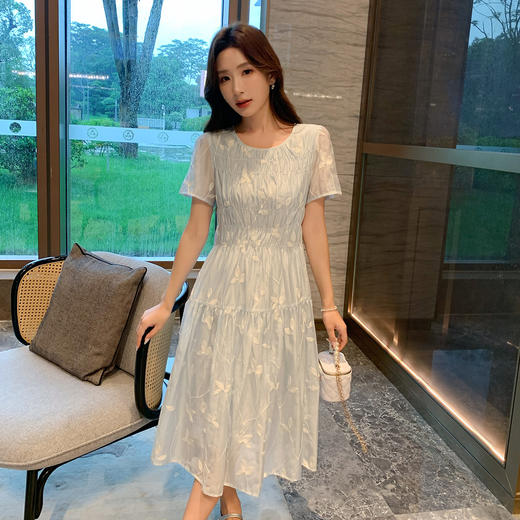 奢姿大码女装2025夏季圆领气质简约连衣裙胖妹妹植物花卉时尚裙子9952822350 商品图4