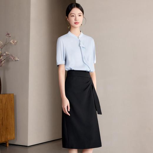 IWY/轻氧通勤蓝衬衫气质职场减龄两件套修身显瘦高腰中长裙WB195+WS139 商品图0