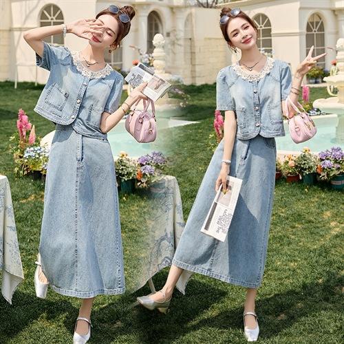 时尚甜美拼接牛仔套装两件套HRYZ2072 商品图3