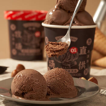 轻遇（SoftCrush）零蔗糖 牛乳零蔗糖冰淇淋榛子黑巧味雪糕甜品家庭杯装460ml 商品图5