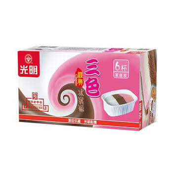 光明牌（Guang Ming Pai）光明牌 三色杯冰淇淋95g×6杯 经典雪糕可可草莓香草混合口味 商品图1
