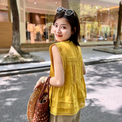 【部分现货】苎麻打条背心（76873） 商品图5