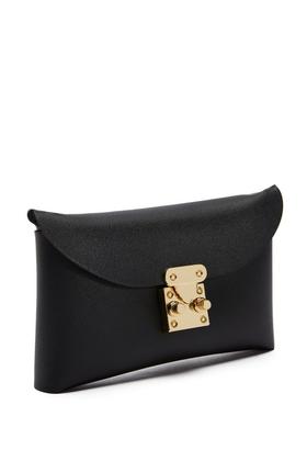 SUMMER & SAGE 黑色金属扣小皮质包包 7157