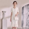 IWY/米白色气质优雅V领显瘦小香风连衣裙夏季收腰显瘦a字裙WQ192 商品缩略图4