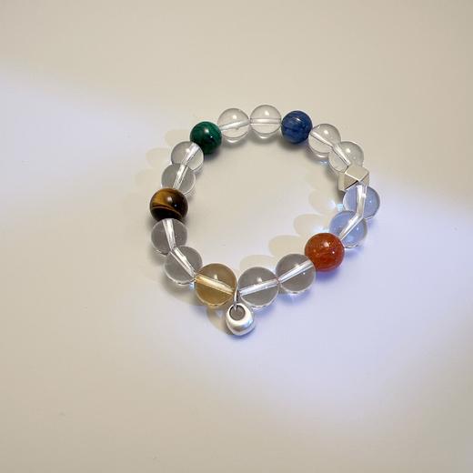 【普陀山】五⾏多宝 925纯银⽩⽔晶能量手串  晶石10mm-11mm 商品图2