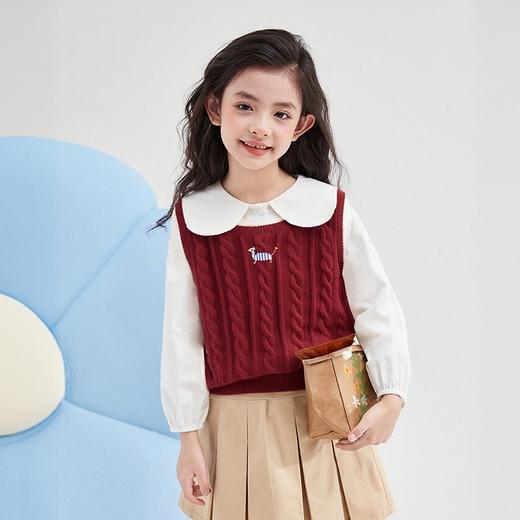 笛莎Deesha 童装女童马甲2025秋新款女童可爱毛织小狗马甲 商品图1
