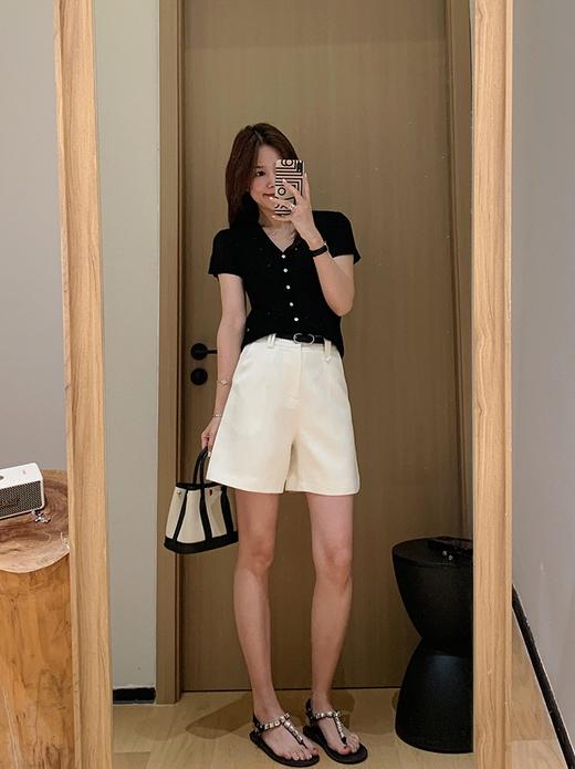 老钱麻短裤率性天丝亚麻A字百慕短裤送腰带 商品图6