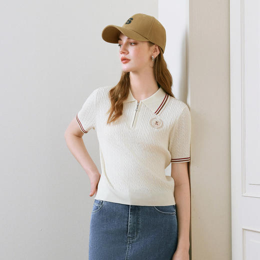 【商场同款】诗凡黎学院风POLO针织衫25夏新款短袖上衣3G4230831 商品图4
