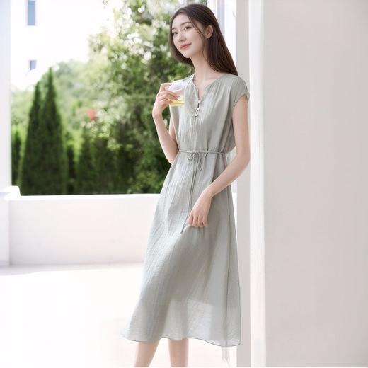 茱莉缇JURLIEDI 独家定制 薄荷曼巴亚麻连衣裙 商品图3