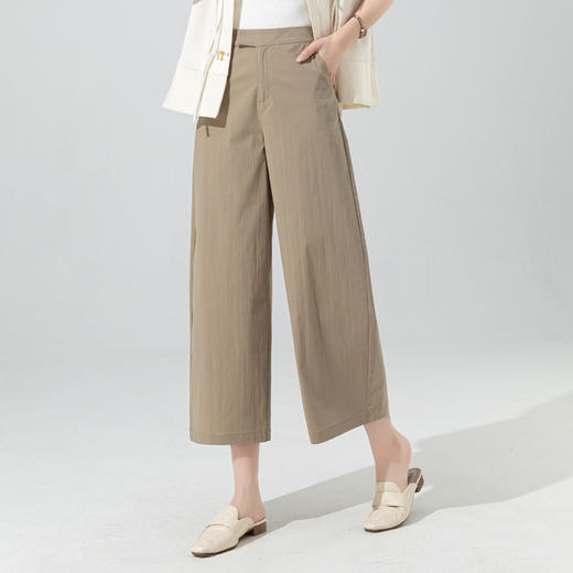 「自」全新升级【铂金会员183/天猫239/差价56】(21909)洛诗琳夏季薄款阔腿裤2025棉质高腰显瘦九分休闲直筒裤女 商品图3