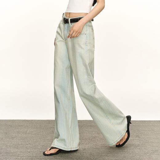Ariseism 美式复古水洗宽松阔腿直筒牛仔裤女夏季新款休闲长裤子 商品图3