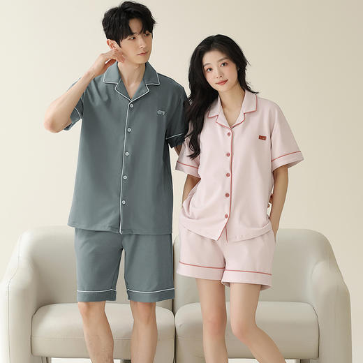 HNAN 纯棉情侣款开衫家居服  睡衣 亲肤透气 舒适柔软 多款可选 商品图3