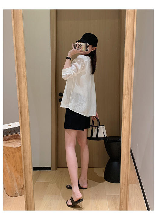 老钱麻短裤率性天丝亚麻A字百慕短裤送腰带 商品图14