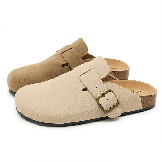 【限时秒杀】西遇复古勃肯鞋半拖女新款早春包头休闲一脚蹬白色软木勃肯鞋D0047446 商品图4