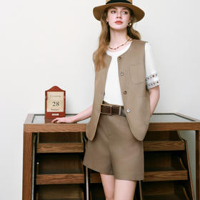 【商场同款】诗凡黎老钱风马甲2025夏新款文艺复古上衣3G4310072