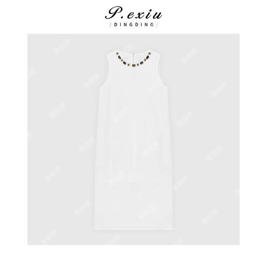 04-3潘依绣丁丁宠粉PanYiXiu/潘依绣100%亚麻极简主义宽松慵懒风无袖连衣裙 H2527 商品图0