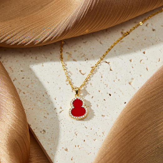 三彩2025新款【国风系列】葫芦吊坠项链轻奢锆石细链礼物小众福禄 商品图1