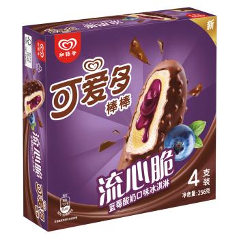 可爱多【曾舜晞推荐】可爱多棒棒流心脆蓝莓酸奶味冰淇淋 雪糕64g*4支 商品图0