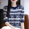 佐姿莎 复古提花优雅针织短袖 马车/蝴蝶两种图案，圆领款/假开衫款两种版型；莱赛尔面料垂顺柔软，清爽舒适，复古提花设计，微松H型廓形，穿着舒适 商品缩略图0