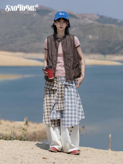 早乙女惠子saotome/STMMJ252283/飘带水洗擦皮马甲 商品图2