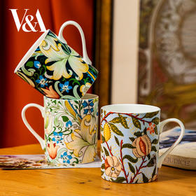 V&A博物馆威廉莫里斯系列 水果或石榴  金色百合  月光百合 骨瓷杯
