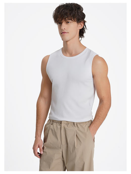 callisto白色粘纤混纺百搭无袖T恤 商品图2