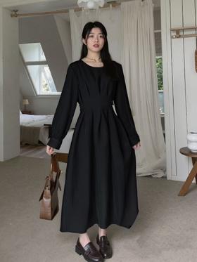双十二福利！【诗铭洛可】XCA438长款连衣裙系腰带秋冬显瘦