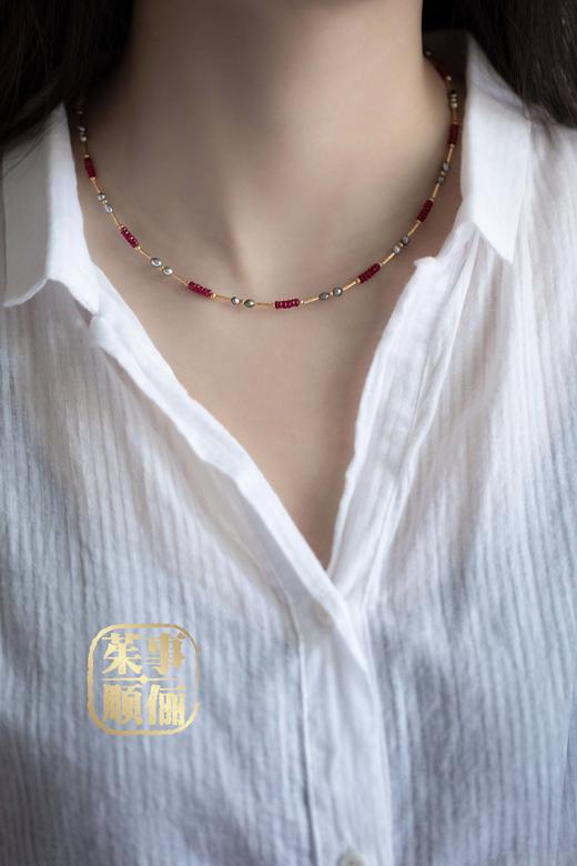 【茱事顺俪】18k金红宝石珍珠项链 商品图4