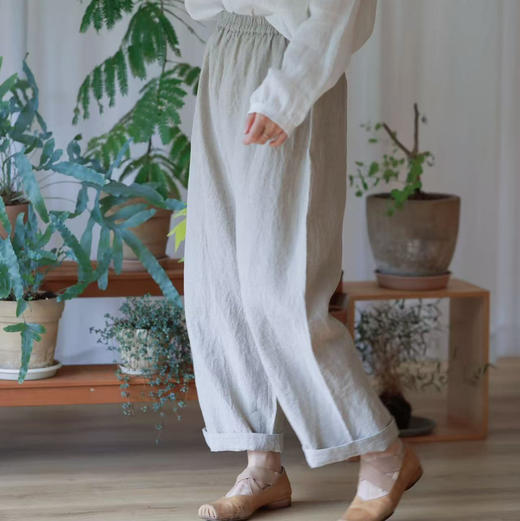 黄阿福 雨露色亚麻打底裤 商品图3