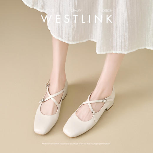 西遇银色玛丽珍鞋女新款夏季法式绝美芭蕾风粗跟中跟配裙单鞋D0056710 商品图3