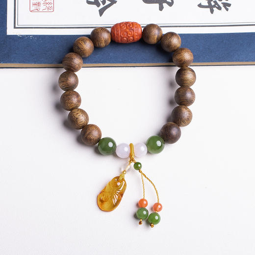 xy0406沉香+南红蜜蜡碧玉手串 商品图3