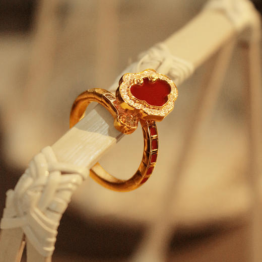 ［结·锁系列］18K金钻石红玛瑙戒指#如意RUYI 商品图1