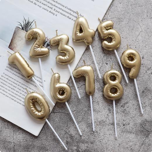 独立装 香槟金色气球数字蜡烛 装饰蜡烛 派对香槟金数字蜡烛 气球造型 商品图0