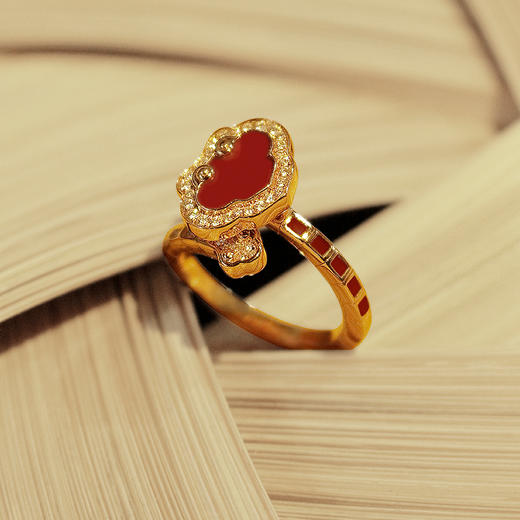 ［结·锁系列］18K金钻石红玛瑙戒指#如意RUYI 商品图2
