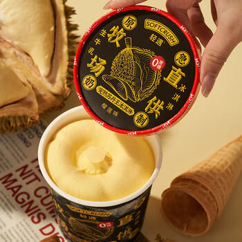 轻遇（SoftCrush）零蔗糖苏丹王榴莲味雪糕冷饮甜品冰淇淋家庭杯装460ml 商品图0